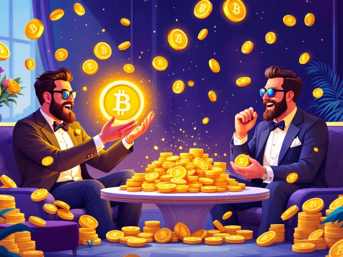Reiche Bitcoin-Halter feiern in luxuriösen Umgebungen.