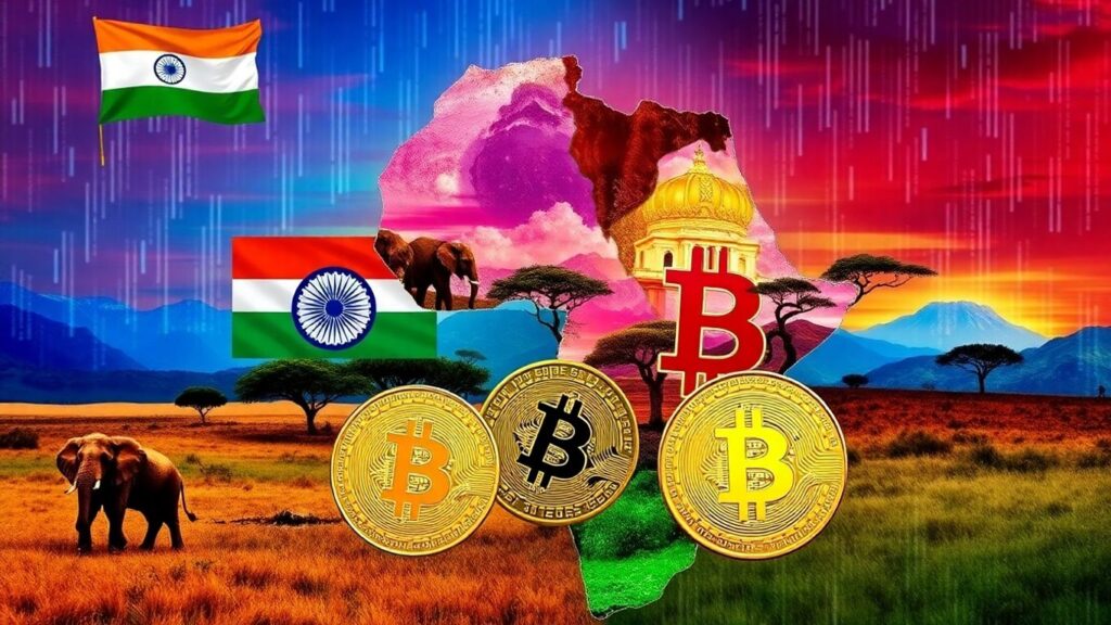 Indien, Afrika, Bitcoin, Elefant, Akazienbaum, digitale Innovation