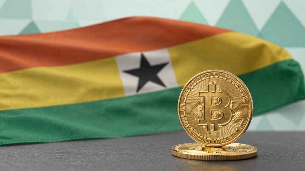 Ghanaische Flagge, Bitcoin, Krypto, Finanzen, Technologie