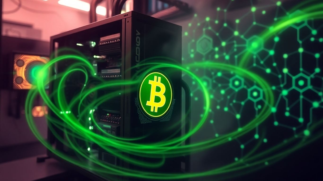 Bitcoin-Mining-Rig mit grüner Energie und KI-Netzwerken