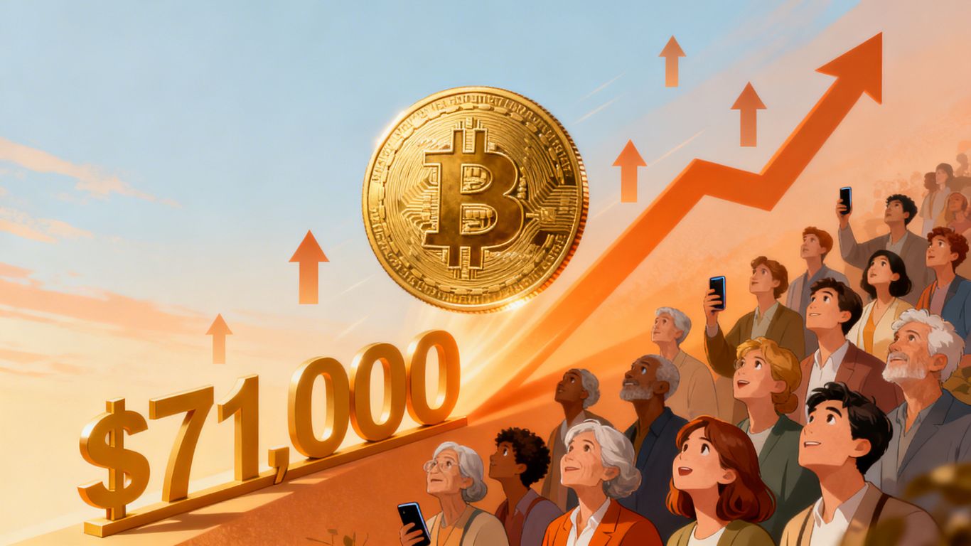 Bitcoin steigt über 71.000 Dollar, institutionelles und privates Interesse treibt Erholung an.