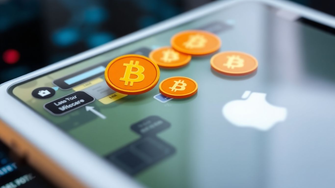 iPhone zeigt Bitcoin-Spiel mit Apple-Logo