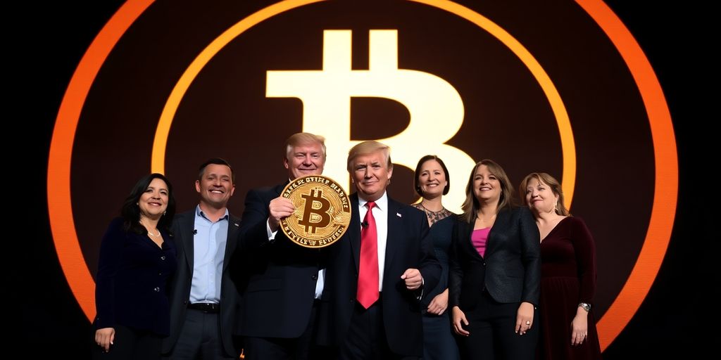 Trump und Familie bei Bitcoin-Konferenz.