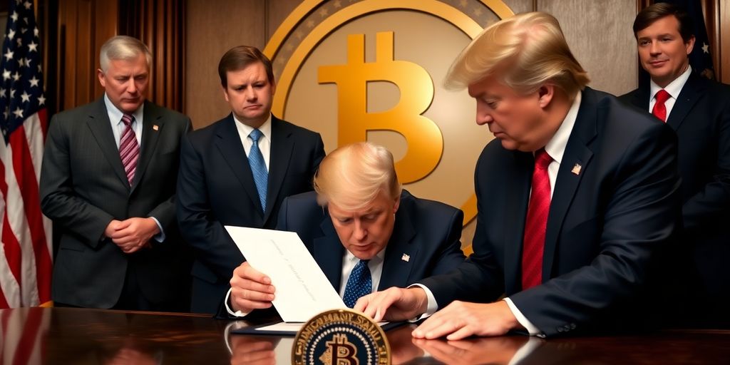Trump unterschreibt Bitcoin-executive order in offiziellem Rahmen.