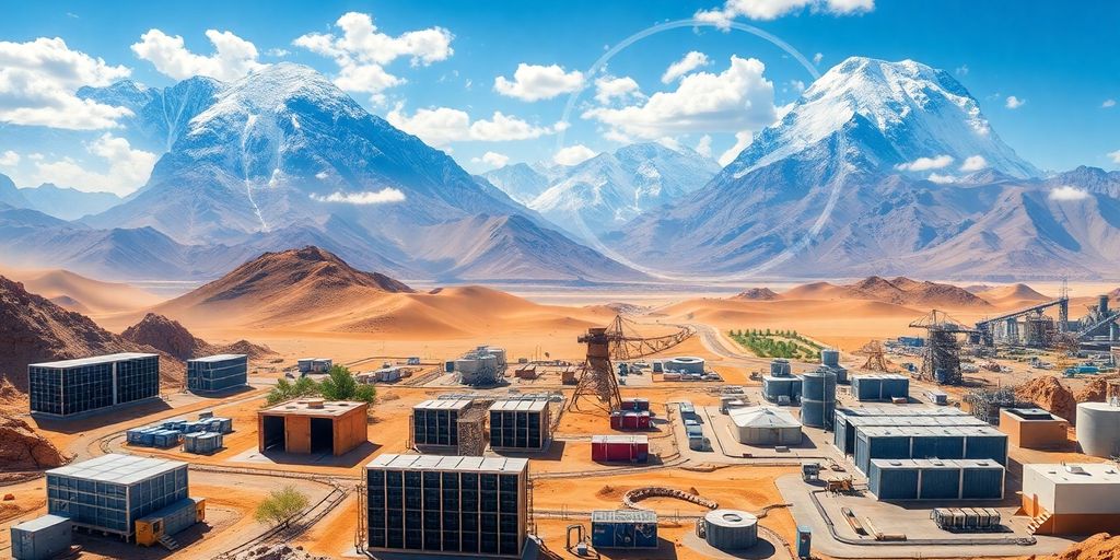 Globale Bitcoin-Mining-Anlagen in verschiedenen Umgebungen.