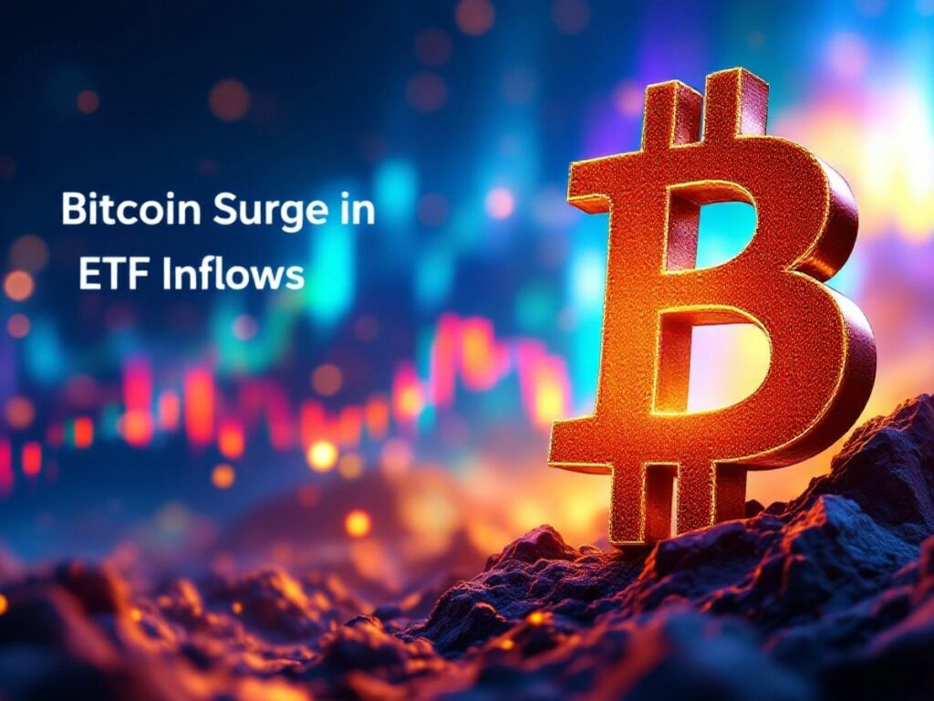 Bitcoin-Symbol vor buntem Hintergrund.