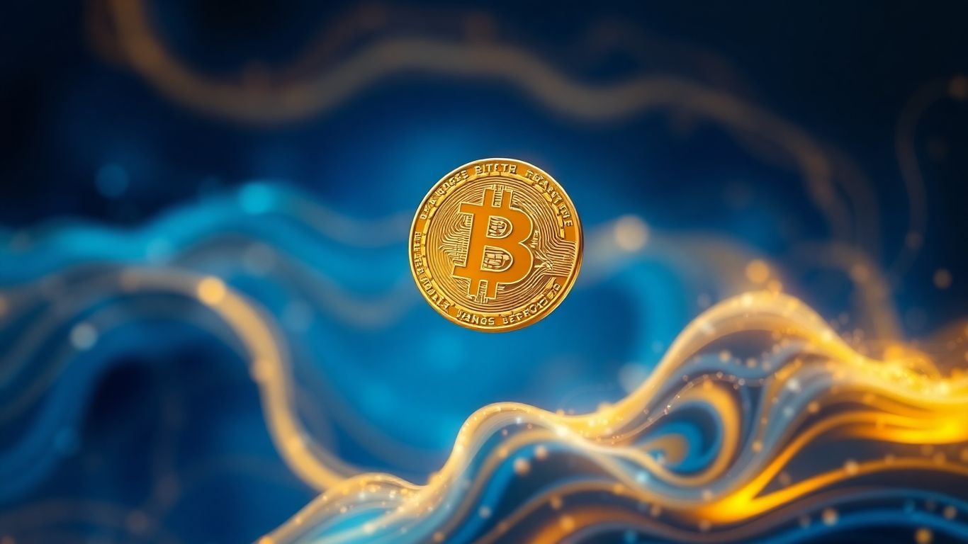 Bitcoin Münze mit dynamischem Hintergrund