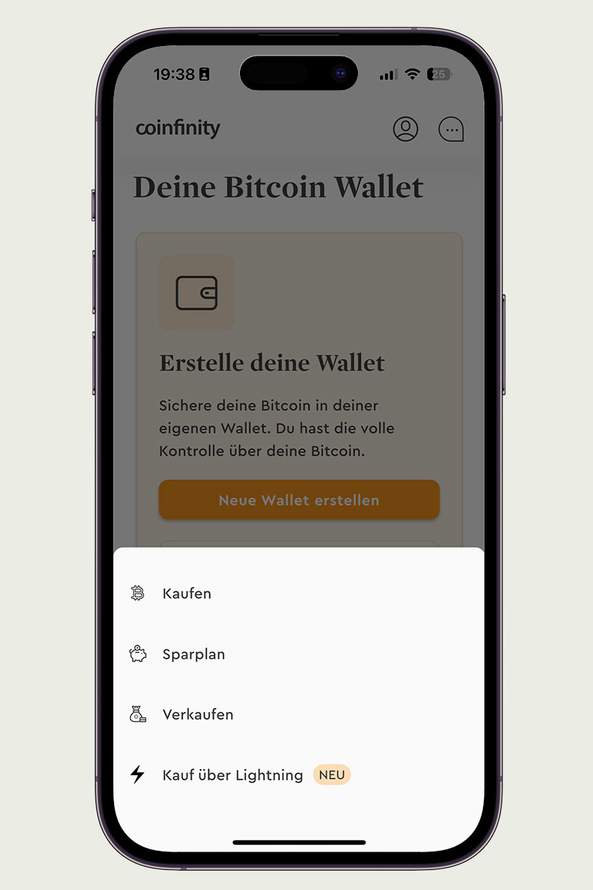 Bitcoin confinity App Screenshot Kaufseite