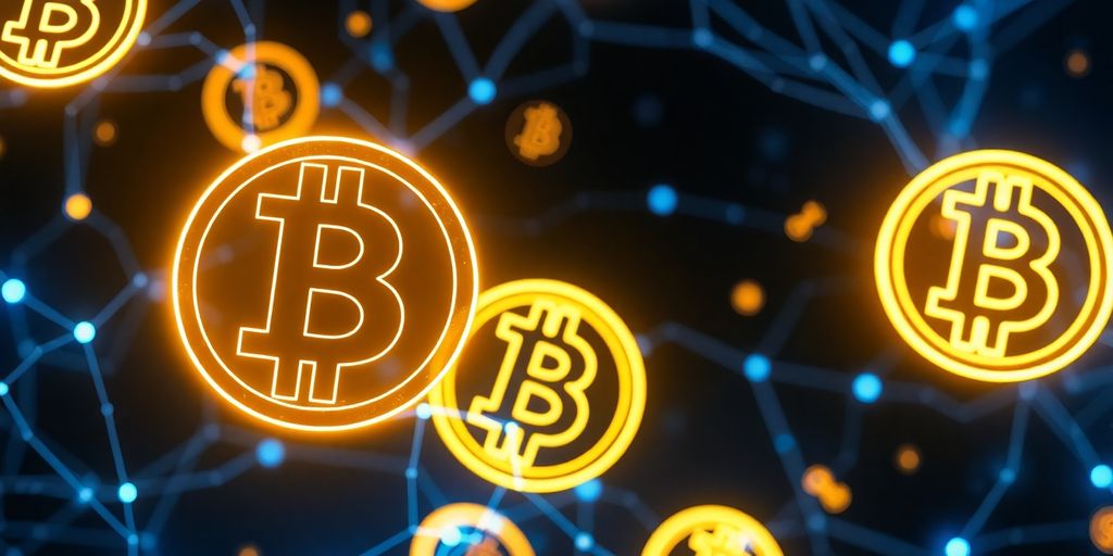 Bitcoin auf einem digitalen Bildschirm.