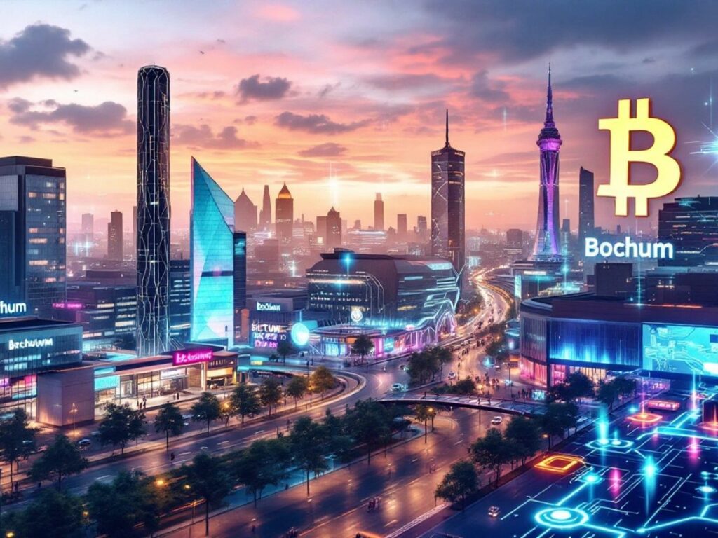 Moderne Stadtansicht von Bochum mit digitalen Elementen.