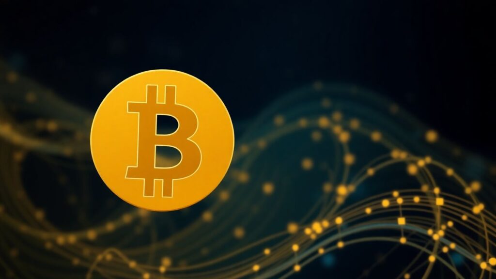 Bitcoin Logo mit Aufwärtsbewegung