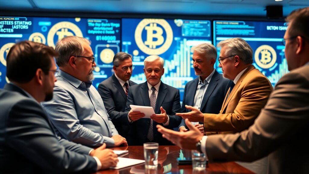 Politische Entscheidungsträger diskutieren Bitcoin-Strategien.