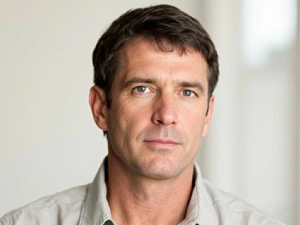Peter Todd mit ernstem Gesichtsausdruck.