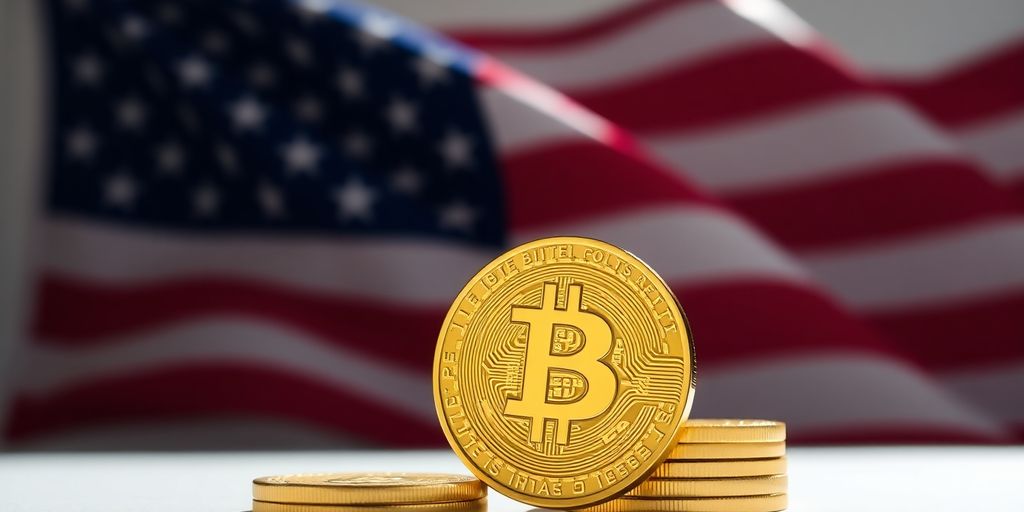 Trump, Bitcoin, amerikanische Flagge, Gold